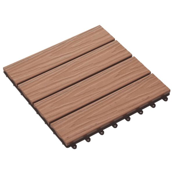vidaXL Carreau de terrasse en relief 11 pcs WPC 30 x 30 cm 1 m² Marron