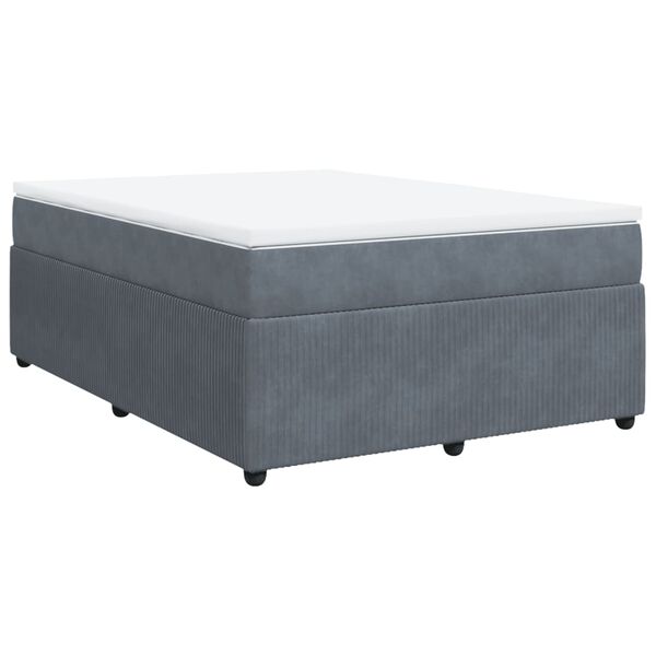 vidaXL Sommier &agrave; lattes de lit et matelas Gris fonc&eacute; 140x190cm Velours