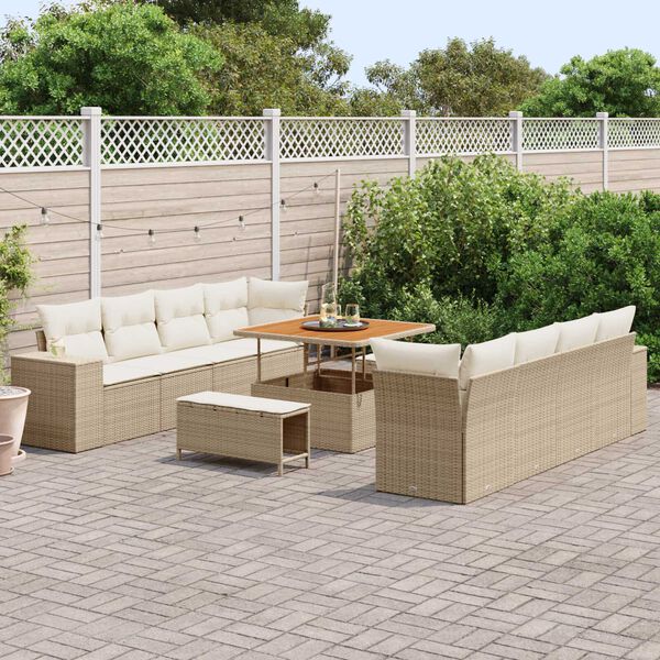 vidaXL Ensemble de canapé de jardin 11 pcs Beige polyrotin