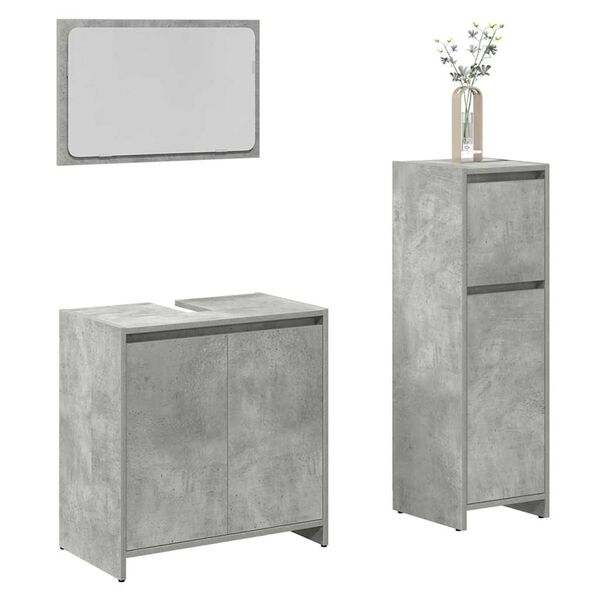vidaXL Ensemble de meubles de salle de bain 3 pcs gris b&eacute;ton