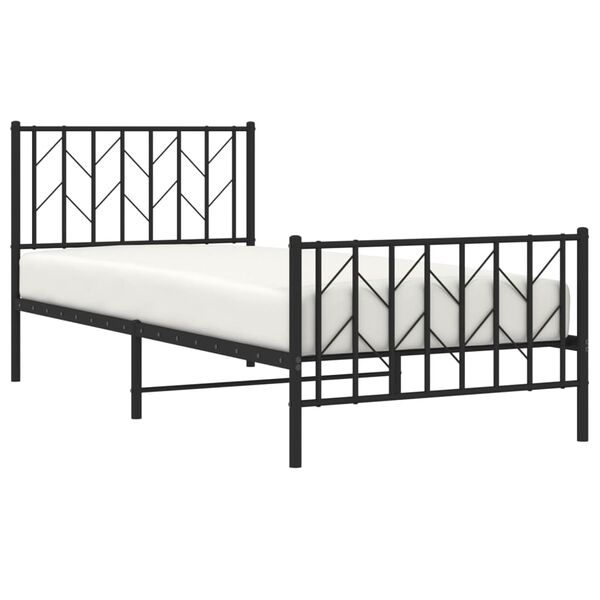 vidaXL Cadre de lit m&eacute;tal sans matelas avec pied de lit noir 90x200 cm