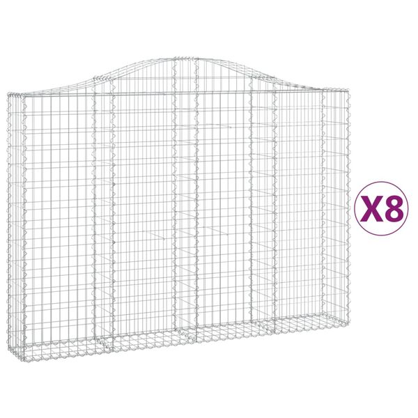 vidaXL Paniers &agrave; gabions arqu&eacute;s 8 pcs 200x30x140/160 cm Fer galvanis&eacute;