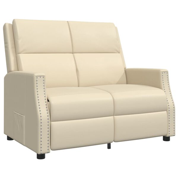 vidaXL Fauteuil inclinable &agrave; 2 places Cr&egrave;me Similicuir