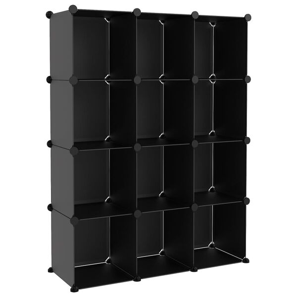 vidaXL Cubes de rangement 12 pcs Noir PP