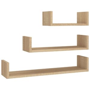 vidaXL &Eacute;tag&egrave;res murales 3 pcs Ch&ecirc;ne sonoma Bois d'ing&eacute;nierie