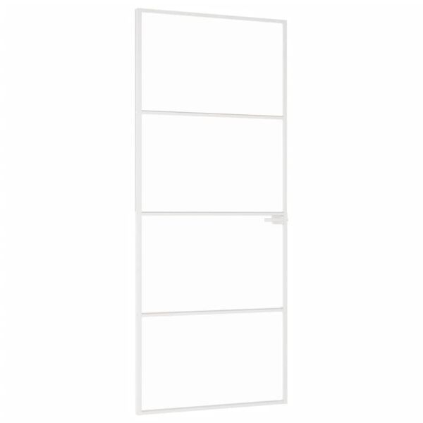 vidaXL Porte d'intérieur Blanc 83x201,5 cm Trempé verre aluminium fin
