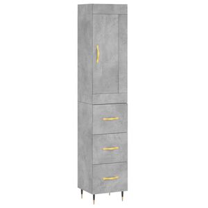 vidaXL Buffet haut Gris b&eacute;ton 34,5x34x180 cm Bois d'ing&eacute;nierie