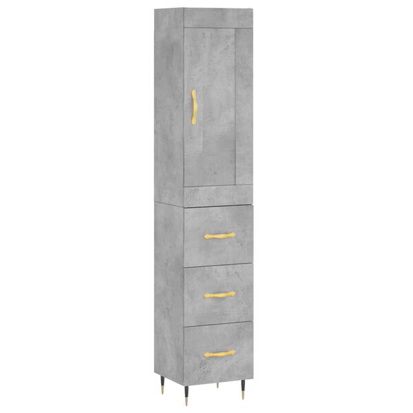 vidaXL Buffet haut Gris b&eacute;ton 34,5x34x180 cm Bois d'ing&eacute;nierie