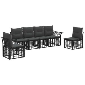 vidaXL Ensemble de canap&eacute;s d'ext&eacute;rieur 6 pcs Noir et Gris fonc&eacute;