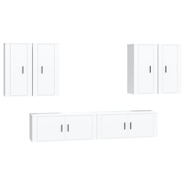 vidaXL Ensemble de meubles TV 6 pcs Blanc Bois d'ing&eacute;nierie