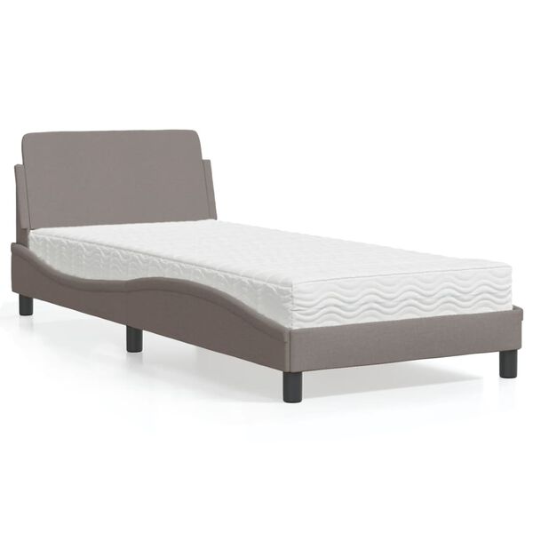 vidaXL Lit avec matelas Dover taupe 80x200 cm tissu
