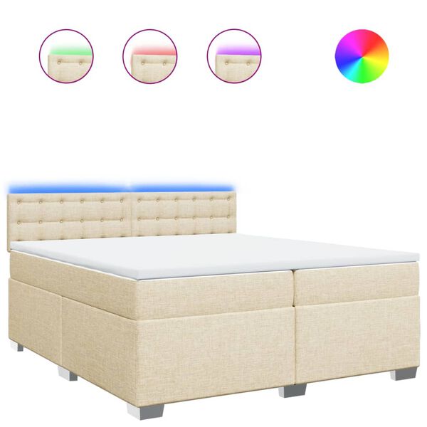vidaXL Sommier &agrave; lattes de lit avec matelas Cr&egrave;me 200x200 cm Tissu