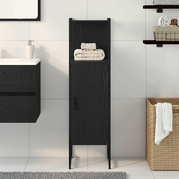 vidaXL Ensemble de mobilier de salle de bain avec &eacute;tag&egrave;re Ch&ecirc;ne noir