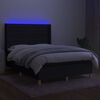 vidaXL Sommier &agrave; lattes de lit matelas et LED Noir 140x200 cm Tissu