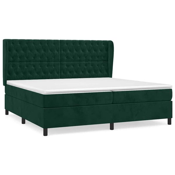 vidaXL Sommier &agrave; lattes de lit et matelas Vert fonc&eacute; 200x200cm Velours