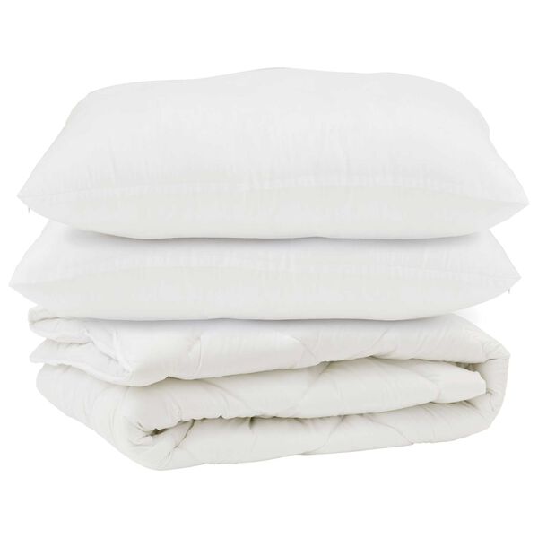 vidaXL Couette avec oreiller 3 pcs Blanc Microfibre