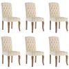 vidaXL Chaises à manger lot de 6 beige tissu à l'aspect de lin