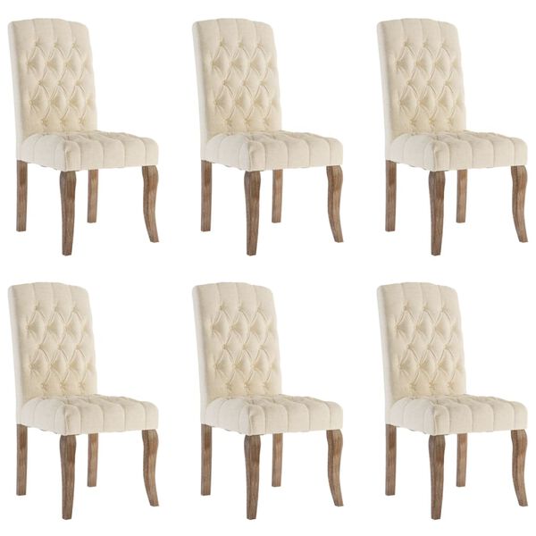 vidaXL Chaises à manger lot de 6 beige tissu à l'aspect de lin