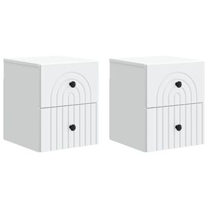 vidaXL Cabinet de chevet mural 2 pcs Blanc 33 x 34,5 x 40 cm