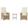 vidaXL Ensemble de bistro 3 pcs avec coussins beige r&eacute;sine tress&eacute;e