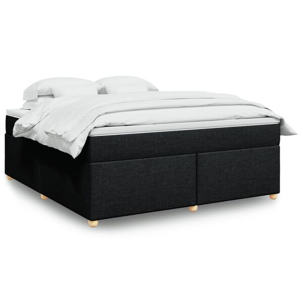 vidaXL Sommier &agrave; lattes de lit avec matelas Noir 180x200 cm Tissu