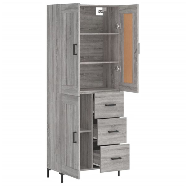 vidaXL Buffet haut Sonoma gris 69,5x34x180 cm Bois d'ing&eacute;nierie