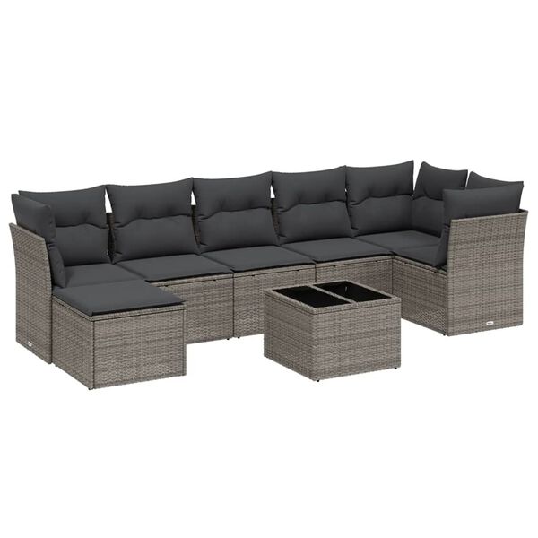 vidaXL Salon de jardin avec coussins 7 pcs gris clair résine tressée