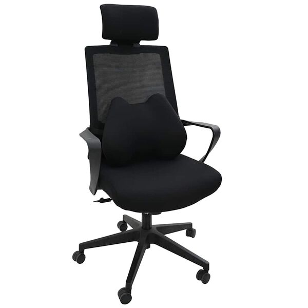 vidaXL Oreiller avec oreiller R&eacute;glable Noir 42 x 32 x 14 cm Polyester