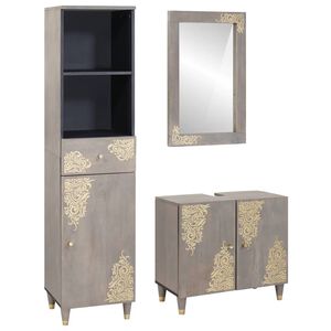 vidaXL Ensemble de Meubles de Salle de Bain avec tiroir 3 pcs Gris