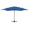 vidaXL Parasol de jardin à 4 niveaux avec mât en aluminium bleu azuré