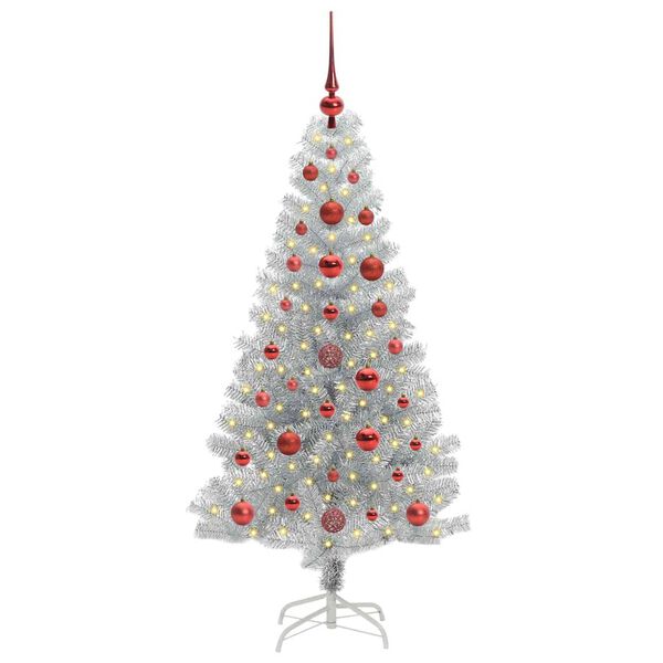 vidaXL Sapin de No&euml;l avec 150 LED avec support Argent 120 cm PET