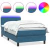 vidaXL Sommier &agrave; lattes de lit et matelas et LED bleu fonc&eacute; 100x220cm velours