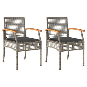 vidaXL Chaises de jardin coussins lot de 2 gris r&eacute;sine tress&eacute;e acacia