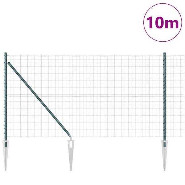 vidaXL Cl&ocirc;ture avec poteau Vert 1 x 10 m Acier et PVC