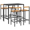 vidaXL Ensemble de bar jardin 5 pcs noir poly rotin/bois massif acacia
