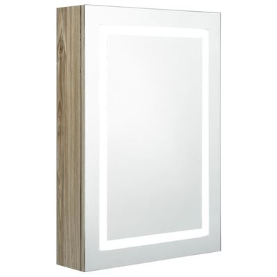 vidaXL Armoire de salle de bain à miroir LED Chêne 50x13x70 cm