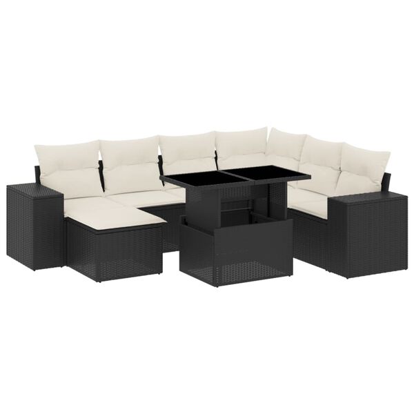 vidaXL Salon de jardin 8 pcs avec coussins noir r&eacute;sine tress&eacute;e