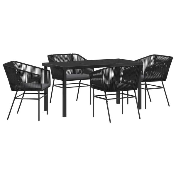 vidaXL Ensemble de salle &agrave; manger pour jardin avec coussin 5 pcs Noir