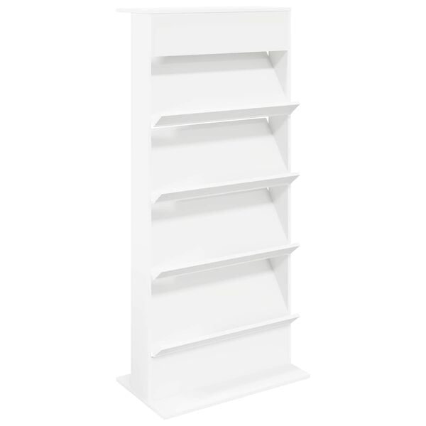vidaXL &Eacute;tag&egrave;re &agrave; magazines Blanc 70 x 41 x 156 cm Bois d'ing&eacute;nierie