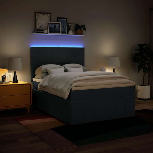 vidaXL Sommier &agrave; lattes de lit avec matelas Bleu 140x190 cm Tissu