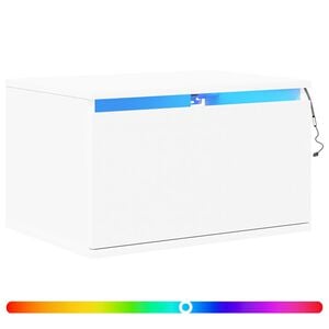 vidaXL Tables de chevet murales avec lumi&egrave;res LED 2 pcs blanc