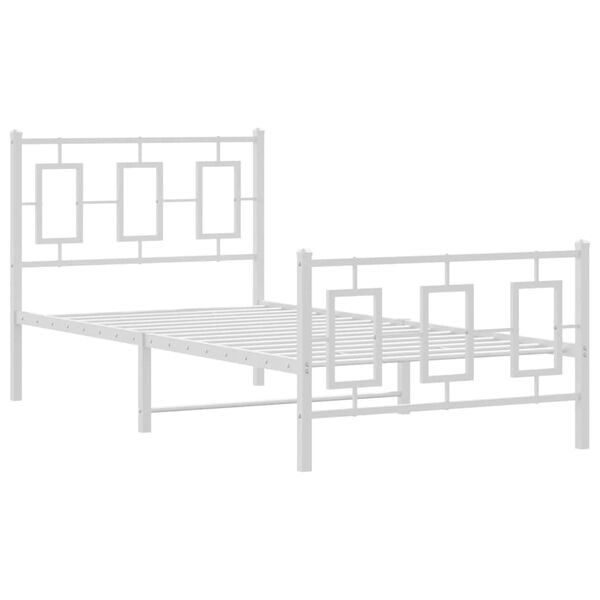 vidaXL Cadre de lit m&eacute;tal sans matelas avec pied de lit blanc 90x200cm