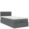 vidaXL Lit ottoman avec matelas et LED gris fonc&eacute; 90x200 cm tissu