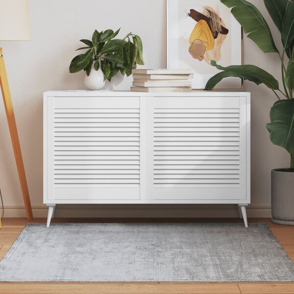 vidaXL Portes d'armoire &agrave; persiennes 2pcs blanc 61,5x59,4cm pin massif