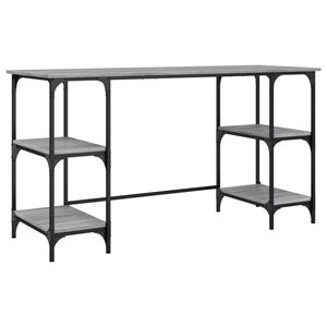 vidaXL Bureau sonoma gris 140x50x75 cm m&eacute;tal et bois d'ing&eacute;nierie