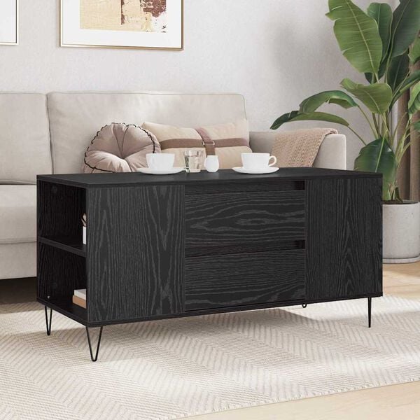vidaXL Table basse Ch&ecirc;ne noir 102 x 44,5 x 50 cm Bois d'ing&eacute;nierie