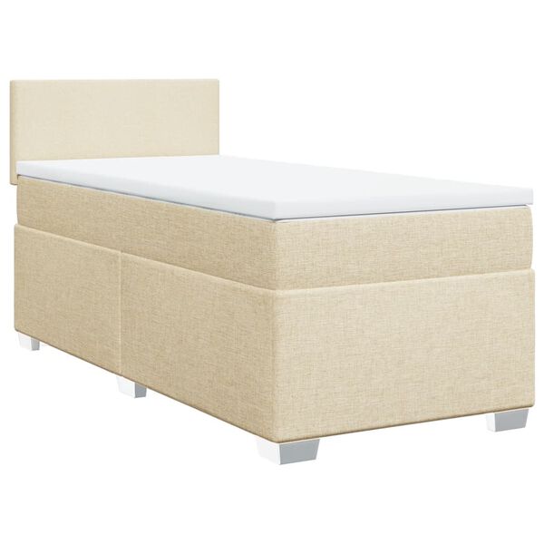 vidaXL Sommier &agrave; lattes de lit avec matelas Cr&egrave;me 90x200 cm Tissu