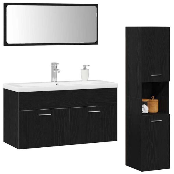 vidaXL Ensemble de mobilier de salle de bain 4 pcs Chêne noir