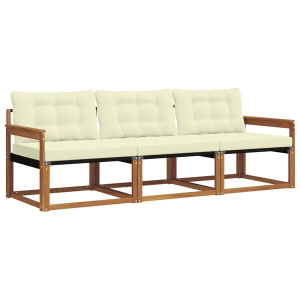 vidaXL Ensemble de canap&eacute;s d'ext&eacute;rieur 3 pcs Naturel et Cr&egrave;me