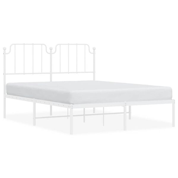 vidaXL Cadre de lit m&eacute;tal sans matelas et t&ecirc;te de lit blanc 150x200 cm